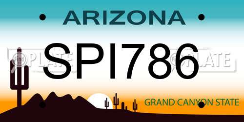 SPI786 Arizona License Plate