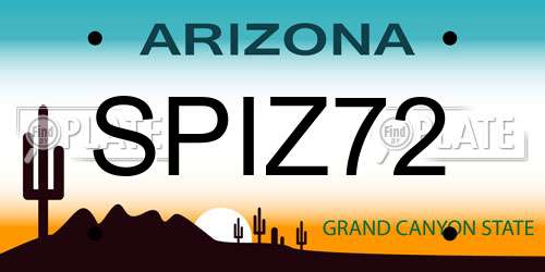 SPIZ72 Arizona License Plate