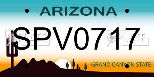 SPV0717 Arizona License Plate