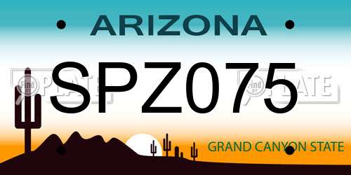 SPZ075 Arizona License Plate