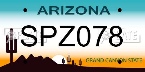 SPZ078 Arizona License Plate