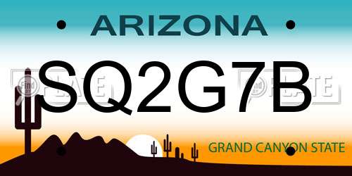 SQ2G7B Arizona License Plate