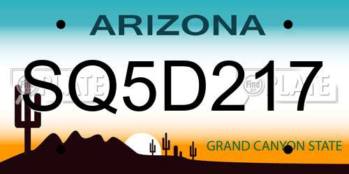 SQ5D217 Arizona License Plate