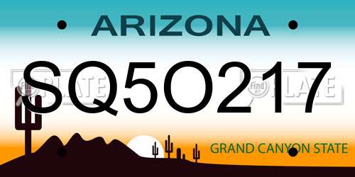 SQ5O217 Arizona License Plate