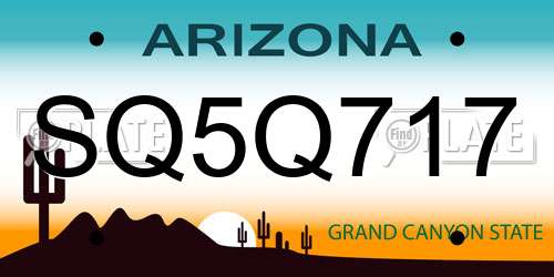 SQ5Q717 Arizona License Plate