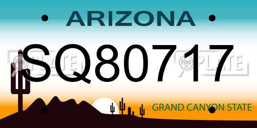 SQ80717 Arizona License Plate