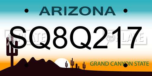 SQ8Q217 Arizona License Plate