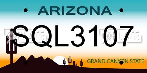 SQL3107 Arizona License Plate