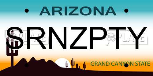 SRNZPTY Arizona License Plate