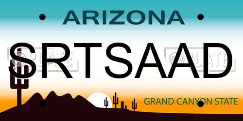 SRTSAAD Arizona License Plate