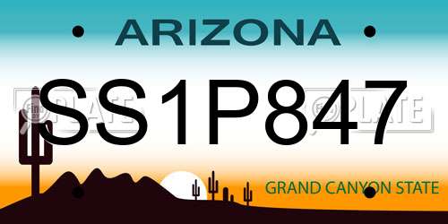 SS1P847 Arizona License Plate