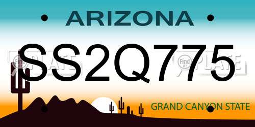SS2Q775 Arizona License Plate