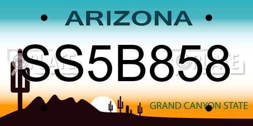 SS5B858 Arizona License Plate