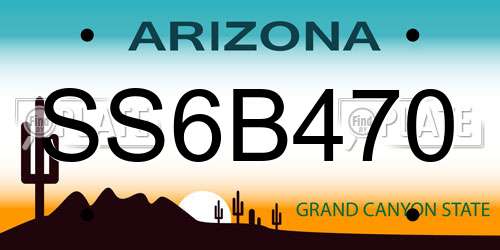 SS6B470 Arizona License Plate