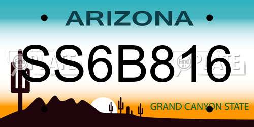 SS6B816 Arizona License Plate