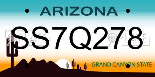 SS7Q278 Arizona License Plate