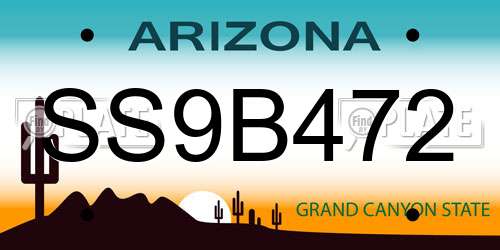 SS9B472 Arizona License Plate