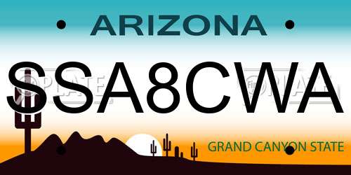SSA8CWA Arizona License Plate