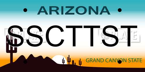 SSCTTST Arizona License Plate