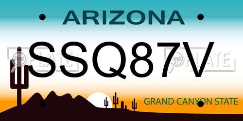 SSQ87V Arizona License Plate