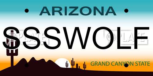 SSSWOLF Arizona License Plate
