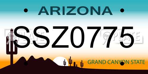 SSZ0775 Arizona License Plate