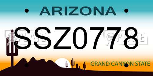 SSZ0778 Arizona License Plate