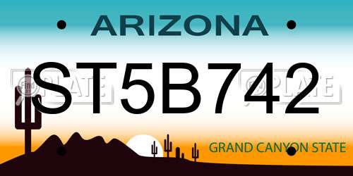 ST5B742 Arizona License Plate
