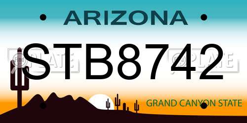 STB8742 Arizona License Plate