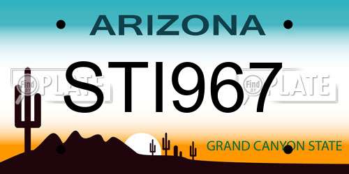 STI967 Arizona License Plate
