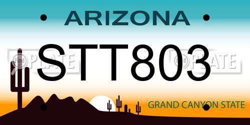 STT803 Arizona License Plate