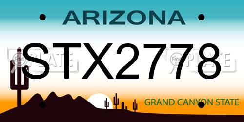 STX2778 Arizona License Plate