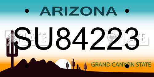 SU84223 Arizona License Plate