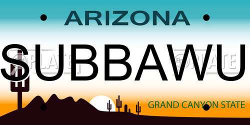 SUBBAWU Arizona License Plate