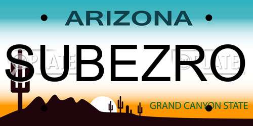 SUBEZRO Arizona License Plate