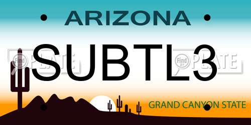 SUBTL3 Arizona License Plate