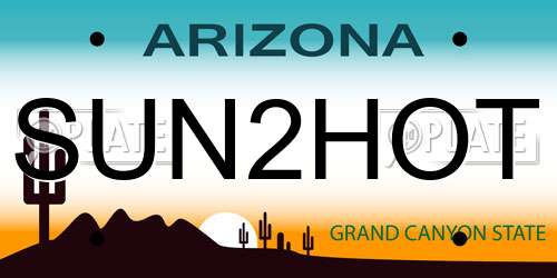 SUN2HOT Arizona License Plate