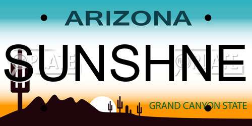 SUNSHNE Arizona License Plate