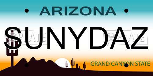 SUNYDAZ Arizona License Plate