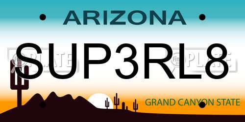 SUP3RL8 Arizona License Plate