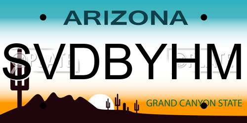 SVDBYHM Arizona License Plate
