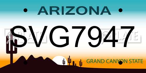 SVG7947 Arizona License Plate