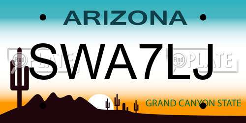 SWA7LJ Arizona License Plate