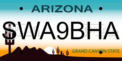 SWA9BHA Arizona License Plate
