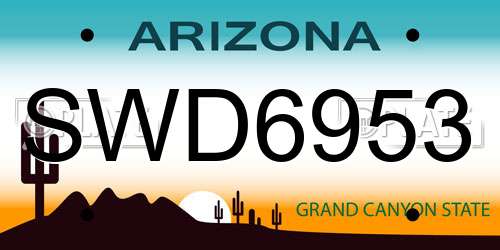 SWD6953 Arizona License Plate
