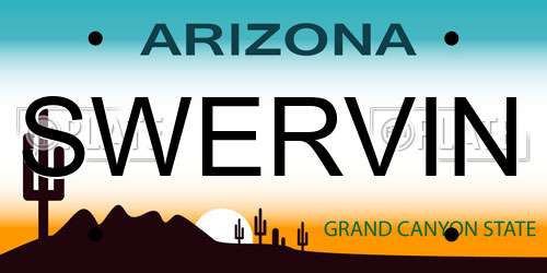 SWERVIN Arizona License Plate