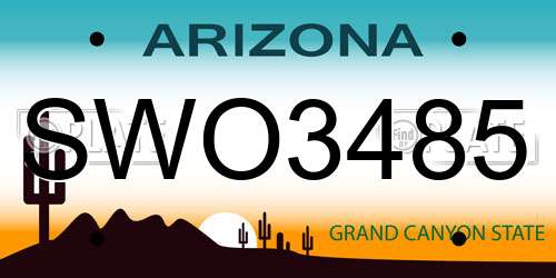 SWO3485 Arizona License Plate