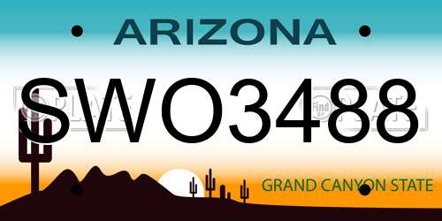 SWO3488 Arizona License Plate