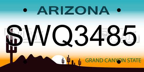 SWQ3485 Arizona License Plate