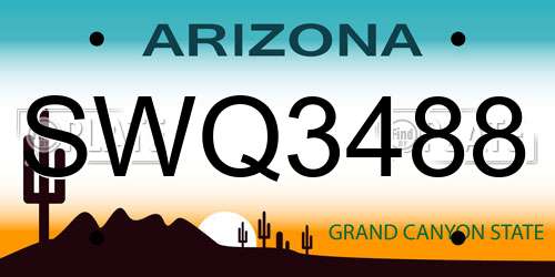 SWQ3488 Arizona License Plate